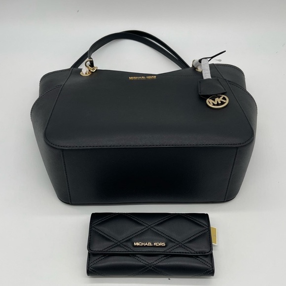 Michael Kors Large X Chain Shoulder Tote Bag
& Trifold Wallet Black - Picture 5 of 12